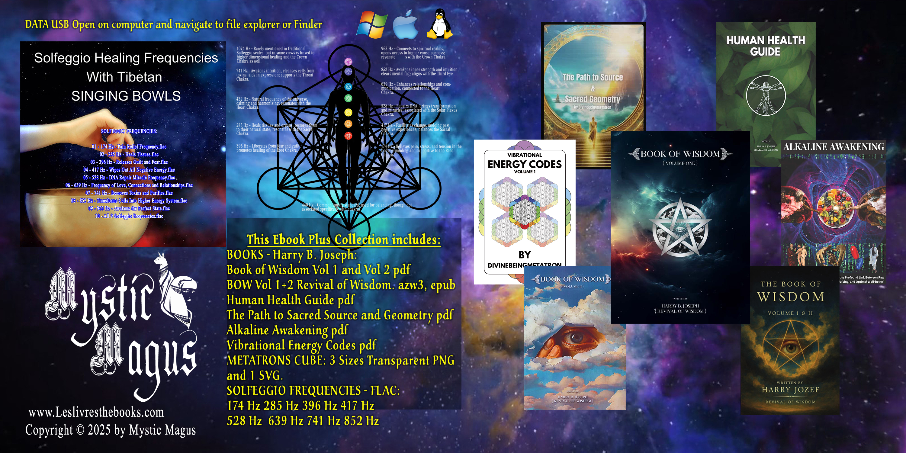 The Books of Wisdom Vol 1 and 2 Revival Human Health Guide 2 Entire 7 Book Set + Solfeggio Frequencies Harry B Joseph